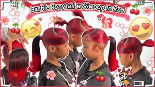 😮‍💨90's Flipped Barbie Ponytail w/ Swoop | Ombre Red Color Ponytail | #ULAHAIR