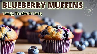 Enjoy delicious, soft, moist BLUEBERRY MUFFINS with juicy berries & a sweet, tender crumb  :)