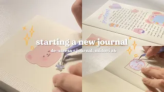 🍰 starting a new journal | midori a6, de-stress, journal with me