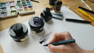 Обзор чернил для перьевых ручек. Lamy, Carbon Ink, Diamine