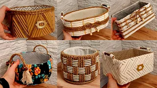 6 DIY storage boxes made of cardboard and rope