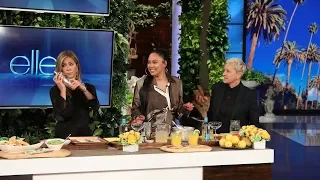 Ayesha Curry Cooks Up Dishes with Jennifer Aniston and Ellen