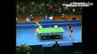 Table Tennis 1987 Asia vs Europe Waldner's point