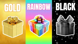 Choose Your Gift || 3 gift box challenge || Gold, Rainbow, or Black 💛🌈🖤 #chooseyourgift