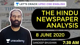 Complete Analysis of The Hindu Newspaper | 8-June-2020 | Crack UPSC CSE English/IAS 2020/2021