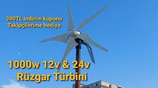 12v & 24v 1000w rüzgar türbini inceleme ve kurulumu