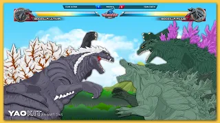 Godzilla Ultima vs Godzilla Filius & Millennium with Healthbars | YaoKit Animations