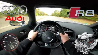 Audi R8 V10 Plus Capristo Exhaust Sound Top Speed on German Autobahn