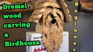 Super easy Awesome Beginner Bird house dremel Wood carving. #diybirdhouse