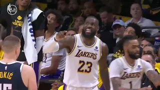 LeBron James gets so heated at Darvin Ham and the Lakers coaches for not challenging play 😳