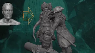 Captain Jack Sparrow vs. Davi Jones 3D Zbrush sculpting