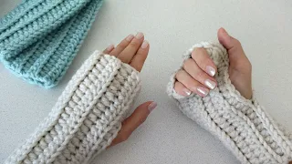 🤗 ЛЕГКО И ПРОСТО! МИТЕНКИ КРЮЧКОМ / crochet mittens /fingerless gloves crochet