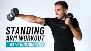 20 Min Standing Arm Workout with Dumbbells - No Pushups