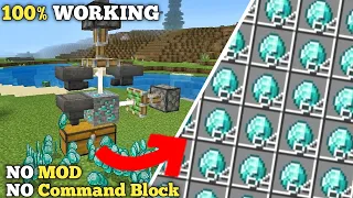 (Without Command Block) WORKING DIAMOND FARM TUTORIAL in Minecraft | 100% Working (MCPE/Bedrock)