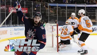 Mika Zibanejad explodes for natural hat trick for Rangers vs. Flyers | NBC Sports