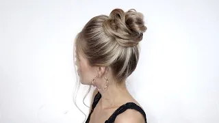 КАК СДЕЛАТЬ КРАСИВЫЙ ВЫСОКИЙ ПУЧОК ЗА 2 МИНУТЫ? | HOW TO:2 MIN EASY TOP KNOT MESSY BUN HAIR TUTORIAL