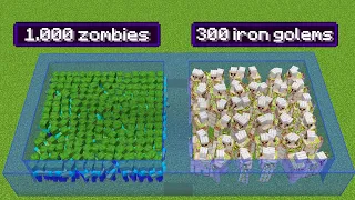 1000 zombies vs 300 iron golems