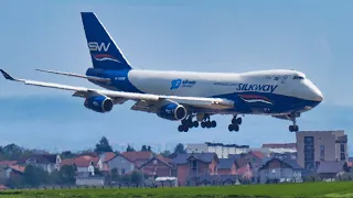 Silk Way West Airlines Boeing 747-4R7F Extreme Wind Landing at Belgrade! | 🇦🇿 4K-SW888 | 4K
