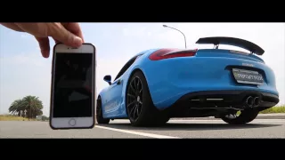 Baby Blue Porsche 981 Cayman roaring with Armytrix Cat-Back Valvetronic Exhaust