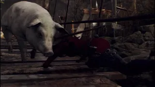 Resident Evil 4 Remake Ada Vs A Pig and Cow Funny Death Animation Separate Ways