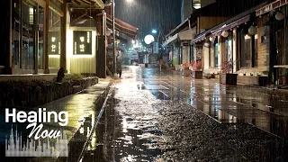 Rain sound in the alley of a rainy shopping mall. White noise makes you fall asleep.