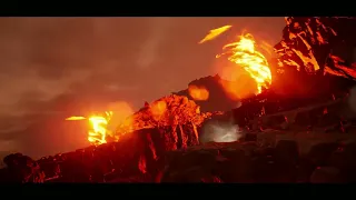 Unreal Engine volcanic environment.