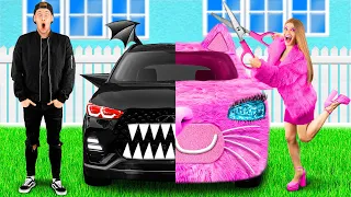Pink Car vs Black Car Challenge by KiKi Challenge