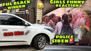 Car mic siren 🎤🚨 funny prank on public 😂 in new i20 modified car hooter #prank #trending #funny