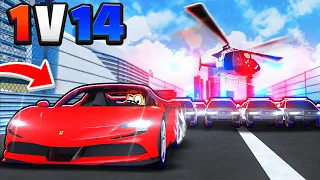 1 Criminal vs. 14 Police EXTREME SPEED CHASE in Roblox Car Dealership Tycoon! (Police Helicopter!)