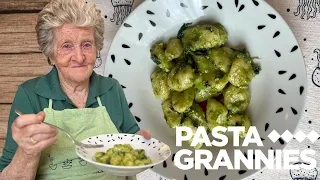 96yr old Isolina makes gnocchi with basil pesto! | Pasta Grannies