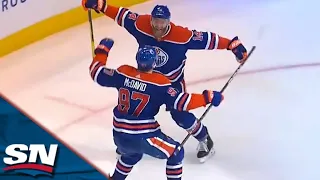 Oilers' Mattias Ekholm Goes Bar Down With Cannon Slapshot To Even Up Score Late vs. Sharks