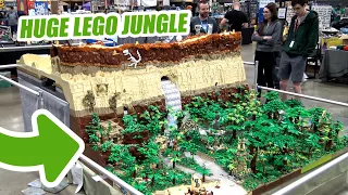 Huge LEGO Jungle with Motorized Waterfall & Desert Wasteland