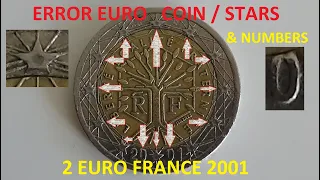 Error euro coin 2 euro coin france 2001 stars and numbers