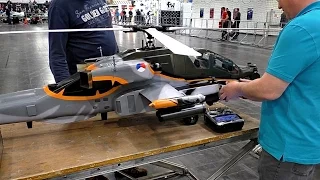 GIANT RC AH-64 APACHE 1:7 SCALE MODEL HELICOPTER FROM VARIO INDOOR FLIGHT / Intermodellbau 2016
