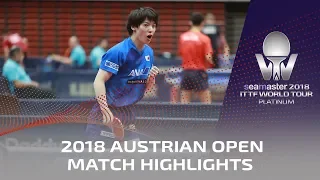 Kenta Matsudaira vs Zhou Kai I 2018 ITTF Austrian Open Highlights (Pre)