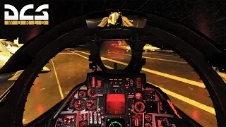 DCS: F-14 Tomcat Rainy Night Supercarrier Takeoff | 4K Ultra Settings