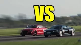 AUDI R8 V10 PLUS vs AUDI TT RS - RACE!