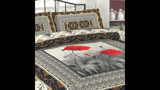 4 Piece Cotton Panel Printing Double Bed Sheet Set King Size GP-4007