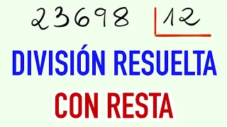 Ejercicios de divisiones de 2 cifras con resta 23698 entre 12