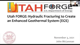 John McLennan: Utah FORGE: Hydraulic Fracturing for an Enhanced Geothermal System (EGS)