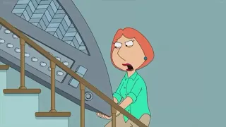 Lois drags the time machine down the stairs Family Guy