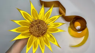 Easy DIY Satin Ribbon Sunflower Tutorial : How to Make a Forever Sunflower with Ribbon