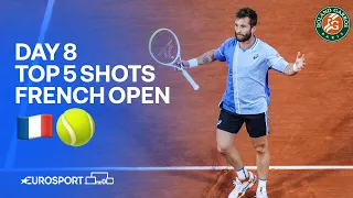 Top 5 Shots - Day 8 🎾 | 2024 French Open Highlights 🇫🇷