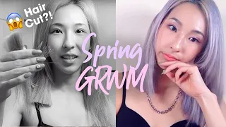 [ENG] Self Hair Cut?!?, Girl Crush Spring GRWM🌷/ 셀프 머리 자르기 도전!! 망한..듯..😫,  힙한 봄 메이크업🌷 (+근황Talk)