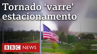 Câmera capta momento exato de passagem de tornado nos EUA