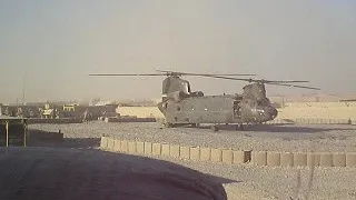 Medevac Chinook takeoff, Afghanistan
