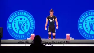 Shu-Ching  Hsu third attempt in the clean and jerk at 125 kg.