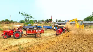 Jcb 3dx Eco Xpert Backhoe Loader Machine Loading Red Mud In Mahindra B 275 Di | John Deere 5039 D