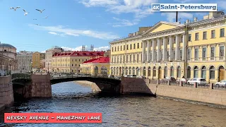 Walking tour of St  Petersburg from Nevsky Prospekt to Manezhny Lane in 4K Russia