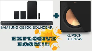 Unleash Next Level Bass: Samsung Q990C Soundbar and Klipsch R121SW Expansion
